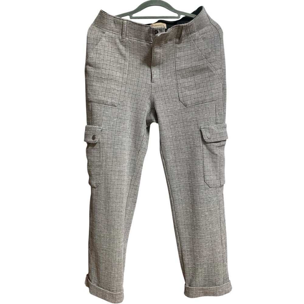 Democracy Pants Stretch Thick Comfy Ankle Cropped Tweed Gray Plaid Trousers 6
